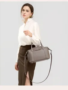 Brown leather top-handle shoulder crossbody pillow bag for women daily commute style