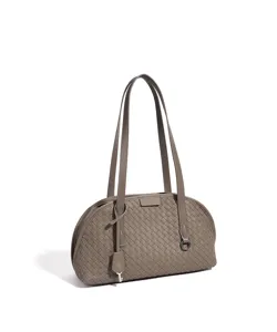 Bolso de hombro de cuero tejido con asas dobles y detalle de llave elegante para el uso diario.