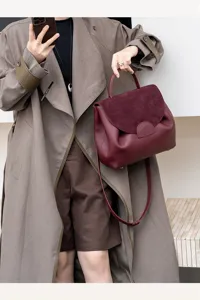 Stylish genuine leather top handle shoulder crossbody tote bag for women daily commute