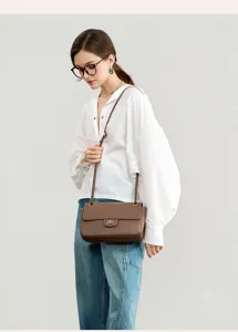 Premium genuine leather cross-body shoulder bag for women, chic commuting fashion daily use.