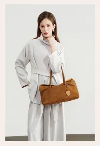 Autumn winter new suede pillow bag women vintage shoulder crossbody commuter tote handbag.
