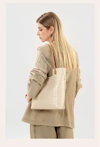 Women's genuine leather woven tote shoulder bag, casual chic underarm handbag for daily fashion.