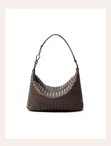 Brown woven leather shoulder bag women's hobo handbag casual underarm tote bag 2026