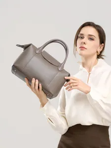 Women Genuine Leather Shoulder Bag Casual Large Capacity Tote Handbag Vintage Commuter Daily Crossbody Bag