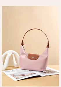 Pink Nylon Dumpling Bag Tote Handbag Commute Bento Bag Casual Shoulder Bag Women