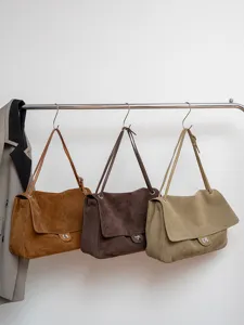 Schultertasche aus Wildleder Klassische Klappe Tasche Retro eleganter Damen Handtasche