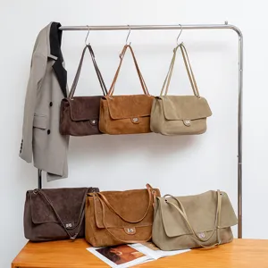Wildleder Umhängetasche für Damen, echtes Leder Handtasche, Vintage lässige Tasche.