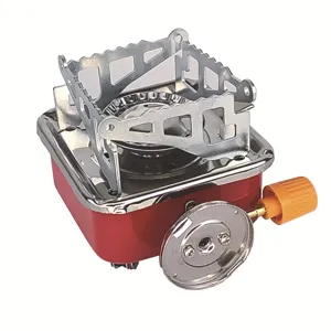 Tragbarer Mini Camping Gaskocher Detail, klappbarer Outdoor Brenner zum Wandern und Kochen.