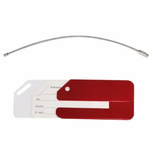 Aluminum luggage tag with steel wire rope, ID name address label holder for travel bags.