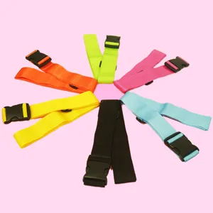Colorful luggage straps with durable buckles for travel security, adjustable and easy to use.