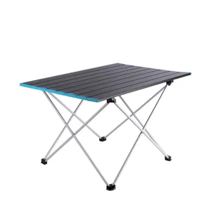 Mesa plegable de camping de aluminio portátil y ligera para picnic al aire libre.
