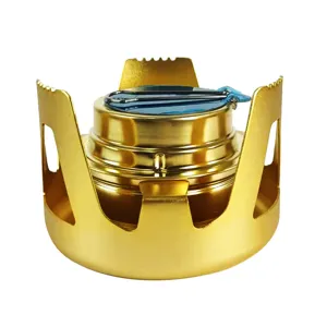 Réchaud à alcool portable de camping avec support, mini brûleur à alcool liquide pour randonnée.