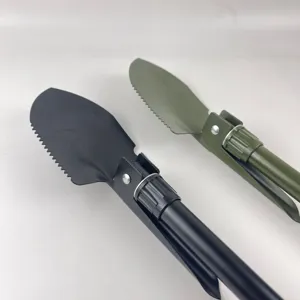 Multi-function folding shovel military camping tool outdoor portable iron spade 4-in-1 tool