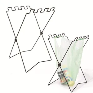 Soporte plegable portátil para bolsa de basura de alambre metálico camping cocina