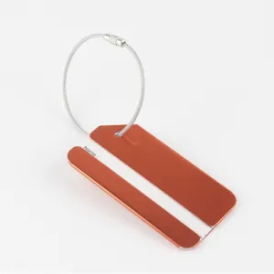 Durable aluminum metal luggage tag with steel wire loop for travel bags id identification