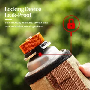 Portable outdoor camping gas stove adapter with self-locking anti-leakage design for safe cooking.