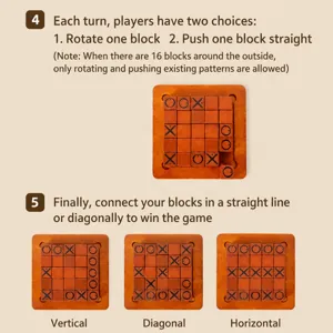 Hölzernes Tic-Tac-Toe Brettspiel Set, Strategie Schiebe Schach Spielzeug für Kinder und Erwachsene.