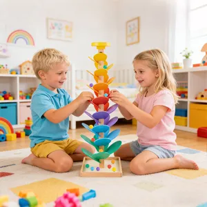 Wooden Rainbow Musical Tree Rolling Ball Montessori Educational Toy Kids Early Learning Developmental Play Gift