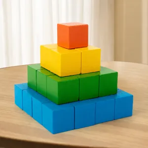 Wooden cube building blocks pyramid educational toy for kids spatial thinking kindergarten.
