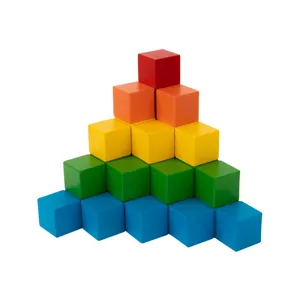 Colorful wooden cube blocks pyramid educational toy for kids spatial reasoning main view