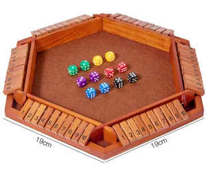 Wooden shut the box board game with colorful dice, math learning educational toy for kids and family.