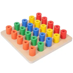 Wooden Montessori cylinder peg board educational toy for kids sensory training and early learning