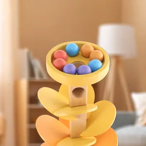 Wooden rainbow musical tree marble ball drop toy Montessori educational toy for kids gift