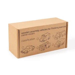 Wooden assembly vehicles toy for kids Montessori early education screw nut building car set.