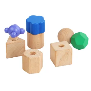 Wooden screw nuts matching toy early education puzzle toddler hand training block set