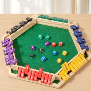 Wooden Shut The Box Board Game Dice Math Educational Toys For Kids Hexagon Tabletop Game
