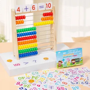 Holz Kinder Mathe Rechenrahmen Abakus Zählrahmen mit Zahlenkacheln Lernspielzeug Hauptbild