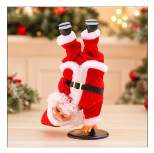 Elektrischer Handstand Weihnachtsmann Spielzeug mit Musik und Tanzfunktion für Feiertage.