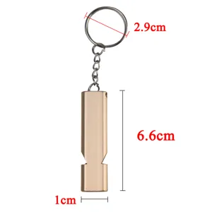 Sifflet de survie en alliage d'aluminium avec porte-clés, équipement d'urgence pour le camping.