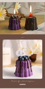 Handmade blueberry strawberry cake scented candle, creative dessert wax for home decor.
