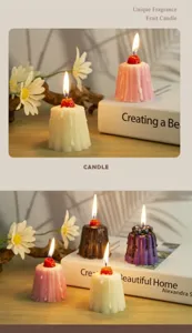 Handmade strawberry pudding scented candle, exquisite fruit wax gift for home decor.