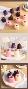 Handmade strawberry canele scented candle fruit cake shape home aroma decorative candle