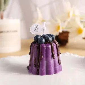 Handmade blueberry pudding scented candle cute fruit cake candle for indoor home fragrance decor