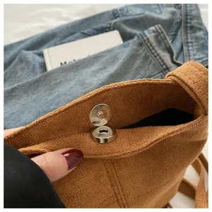 Bolso bandolera de ante con flecos marrones, bolso de teléfono retro para mujer.