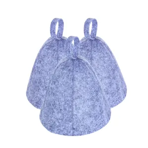 Grey Felt Sauna Hat Minimalist Thickened Water Absorbing Bath Cap With Hanging Loop For Spa Bathroom Spa Accessories