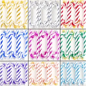 Christmas Tree Hanging Plastic Candy Cane Decorations Glitter Xmas Tree Ornaments Holiday Home Party Decor Supplies