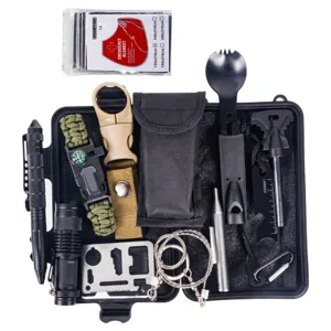 Kit de survie d'urgence lampe de poche tactique multi-outil boussole plein air set