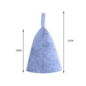 Grey felt sauna hat with hanging loop, soft thermal bath cap for spa and relaxing steam bath.
