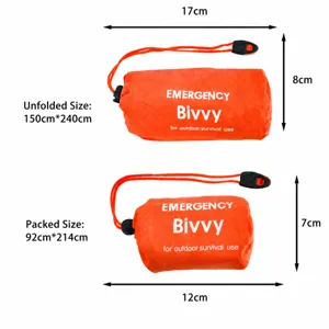Portable emergency bivvy tent outdoor survival sleeping bag size chart and specifications view