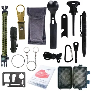Kit d'équipement de survie d'urgence avec couverture de survie lampe de poche stylo tactique