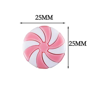 Pink and white swirl candy resin cabochon 25mm flatback DIY jewelry craft accessory.