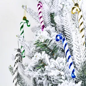 Christmas tree glitter candy cane ornaments plastic hanging pendants holiday party decor