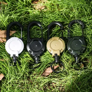 Porte-Clés Rétractable Tactique d'Extérieur Fil d'Acier Robuste Mousqueton à Ressort Anti-Perte Camping Pince de Ceinture Multifonction