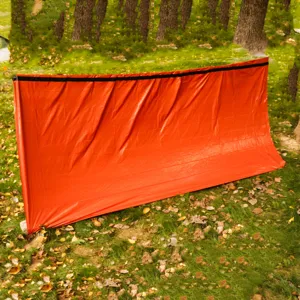 Portable outdoor emergency survival shelter tent, orange waterproof emergency tarp gear.