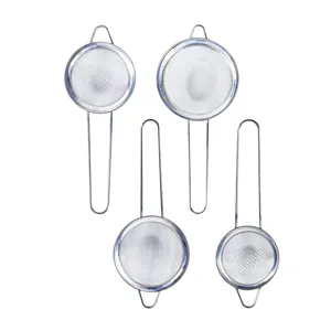 Stainless steel kitchen mesh strainer set, fine colander for oil, tea and soy milk filtering.