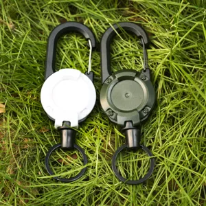 Porte-clés rétractable tactique en plein air mousqueton câble acier camping anti-perte